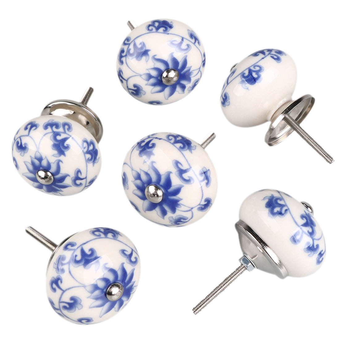 Harfington 6 x Hand Painted Ceramic Door Knobs Cabinet Drawer Wardrobe Cupboard Pull Handles