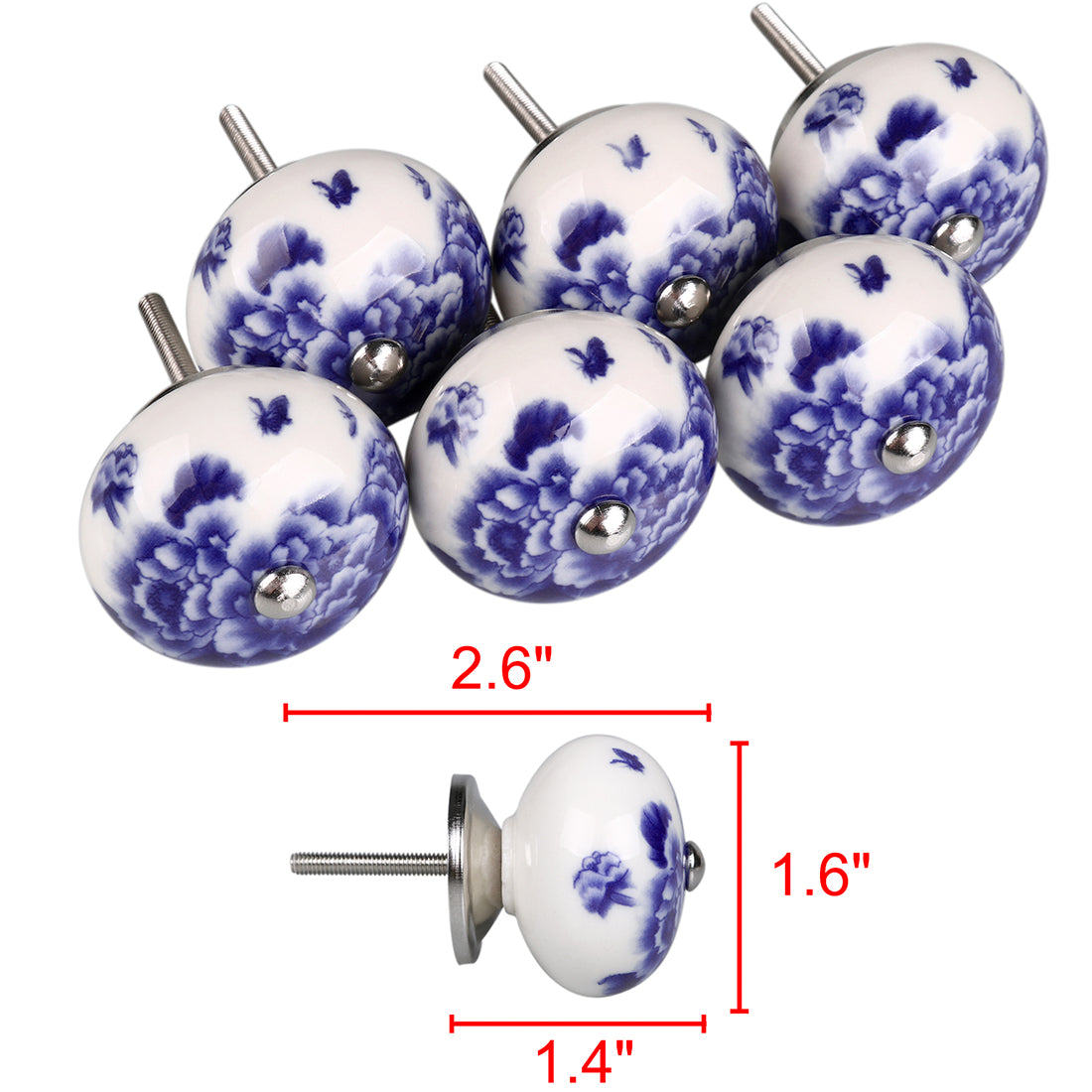 Harfington 6 x Hand Painted Ceramic Door Knobs Cabinet Drawer Wardrobe Cupboard Pull Handles