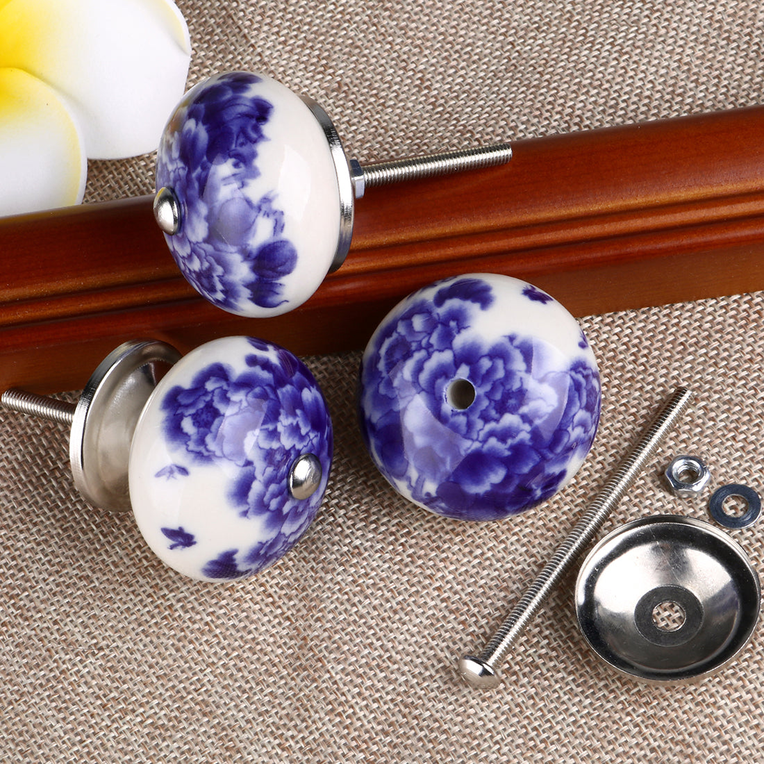 Harfington 6 x Hand Painted Ceramic Door Knobs Cabinet Drawer Wardrobe Cupboard Pull Handles