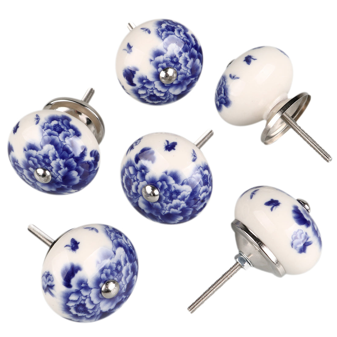 Harfington 6 x Hand Painted Ceramic Door Knobs Cabinet Drawer Wardrobe Cupboard Pull Handles