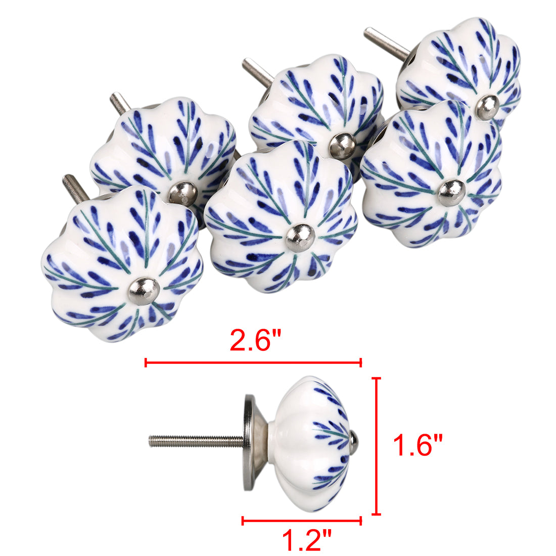 Harfington 6 x Hand Painted Ceramic Door Knobs Cabinet Drawer Wardrobe Cupboard Pull Handles