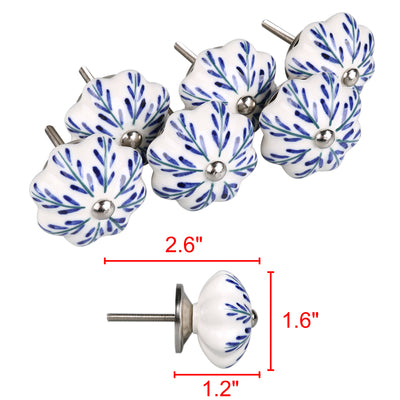 Harfington 6 x Hand Painted Ceramic Door Knobs Cabinet Drawer Wardrobe Cupboard Pull Handles