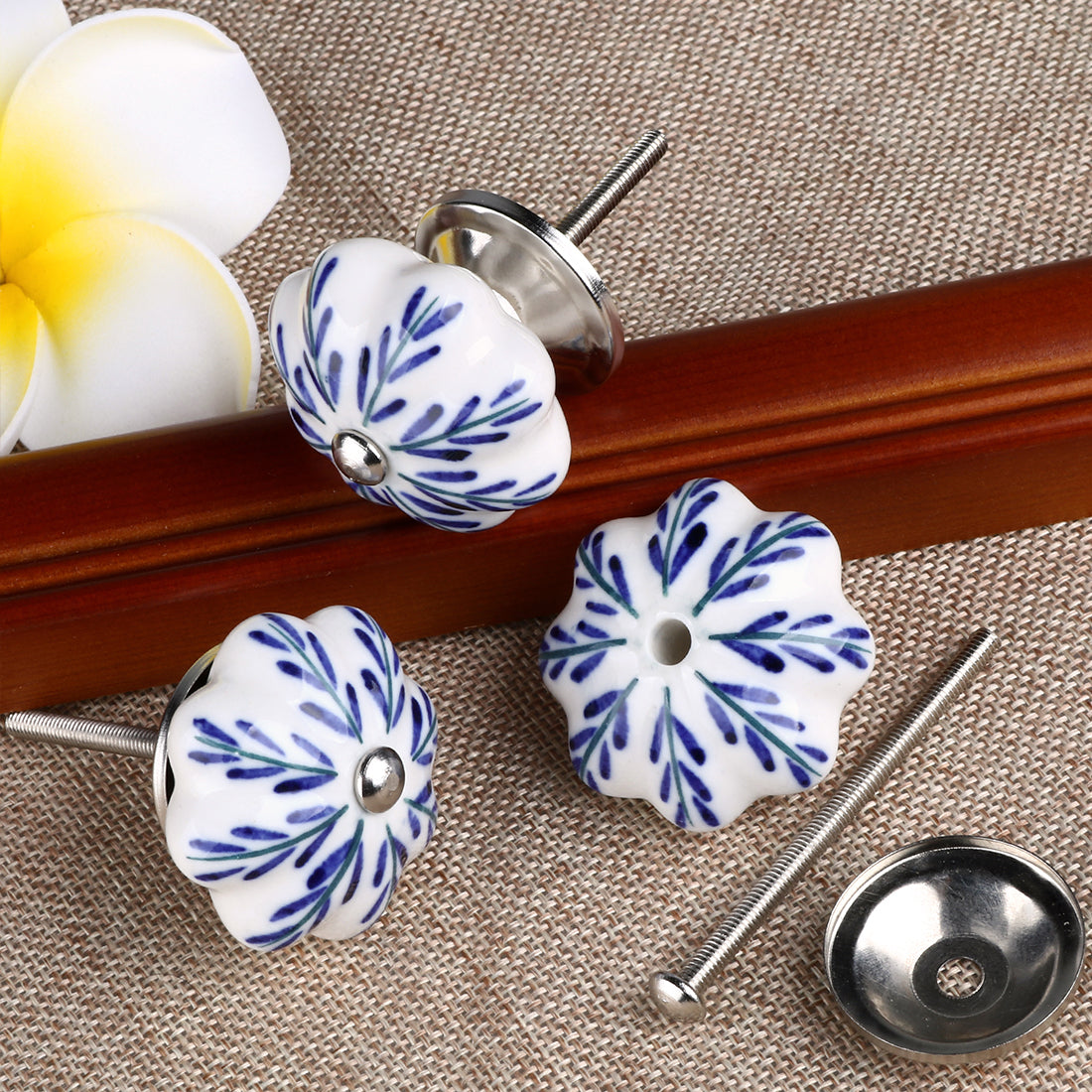 Harfington 6 x Hand Painted Ceramic Door Knobs Cabinet Drawer Wardrobe Cupboard Pull Handles
