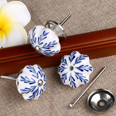 Harfington 6 x Hand Painted Ceramic Door Knobs Cabinet Drawer Wardrobe Cupboard Pull Handles