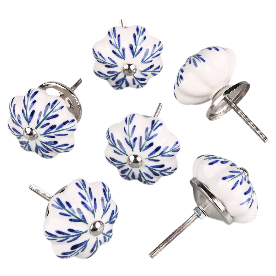 Harfington 6 x Hand Painted Ceramic Door Knobs Cabinet Drawer Wardrobe Cupboard Pull Handles