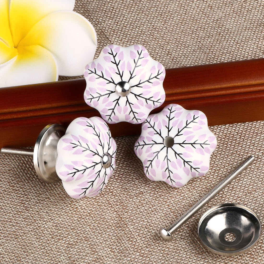 Harfington 6 x Hand Painted Ceramic Door Knobs Cabinet Drawer Wardrobe Cupboard Pull Handles