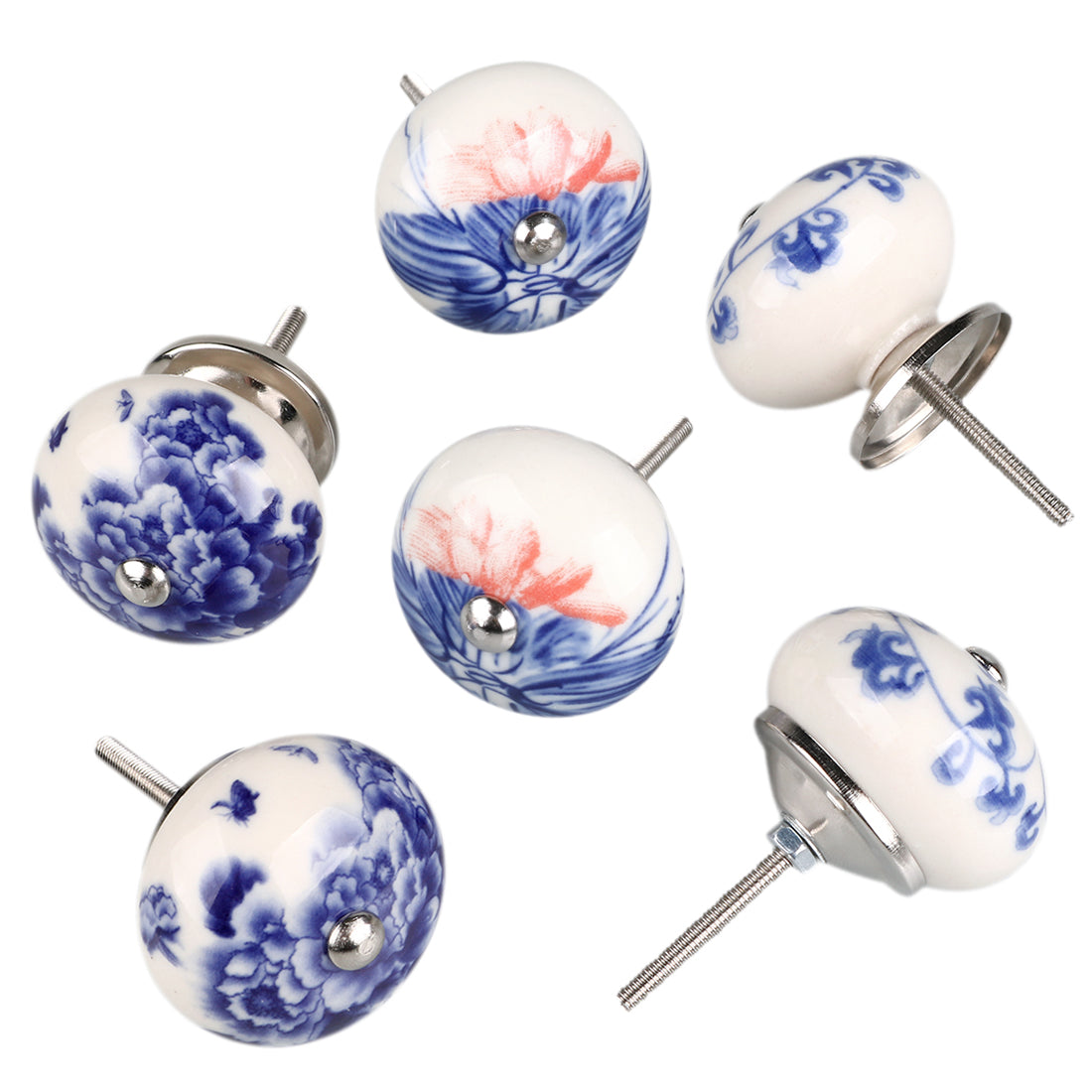 Harfington 6 x Hand Painted Ceramic Door Knobs Cabinet Drawer Wardrobe Cupboard Pull Handles