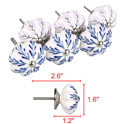 Harfington 6 x Hand Painted Ceramic Door Knobs Cabinet Drawer Wardrobe Cupboard Pull Handles