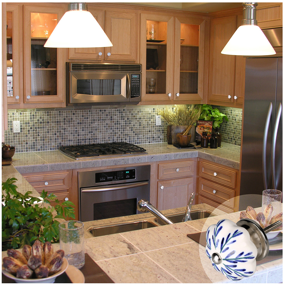 Harfington 6 x Hand Painted Ceramic Door Knobs Cabinet Drawer Wardrobe Cupboard Pull Handles