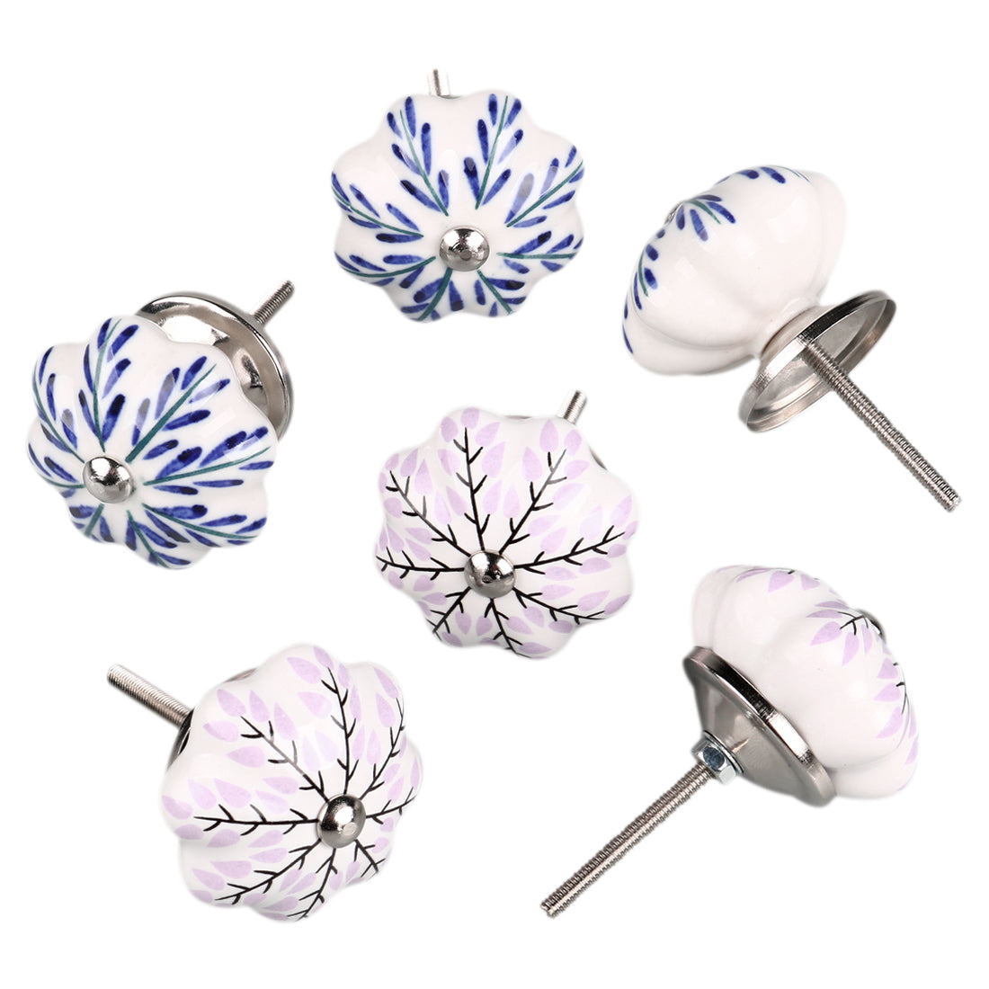 Harfington 6 x Hand Painted Ceramic Door Knobs Cabinet Drawer Wardrobe Cupboard Pull Handles