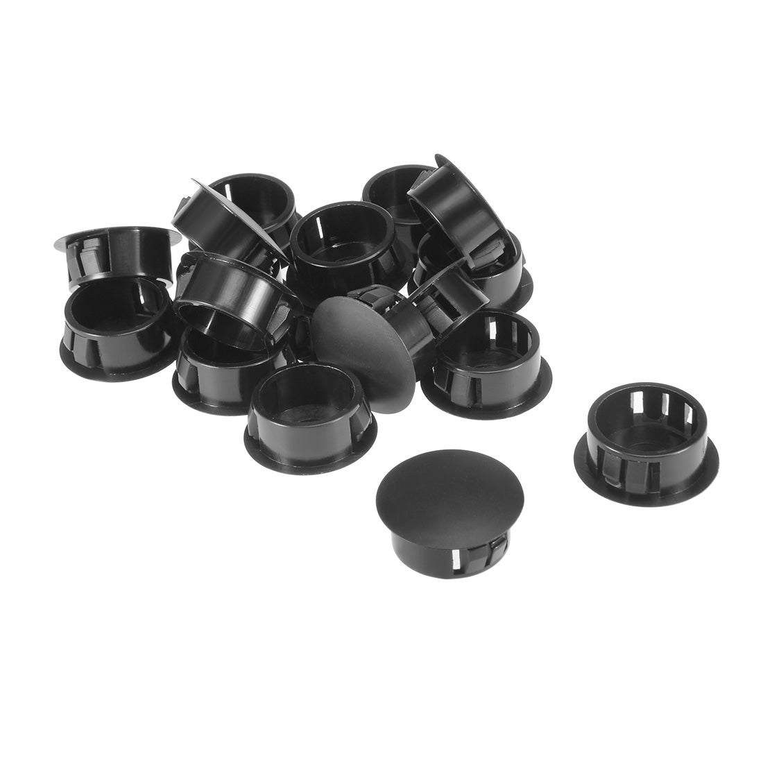 Harfington 18pcs  19mm x 10.5mm Black Nylon Round Snap Panel Locking Hole Plugs Cover