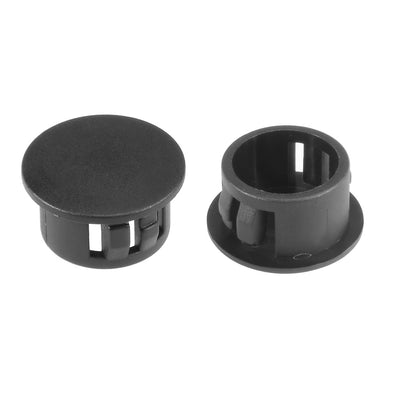 Harfington 15pcs  15.9mm x 10.5mm Black Nylon Round Snap Panel Locking Hole Plugs Cover