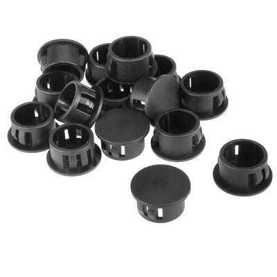 Harfington 15pcs  15.9mm x 10.5mm Black Nylon Round Snap Panel Locking Hole Plugs Cover