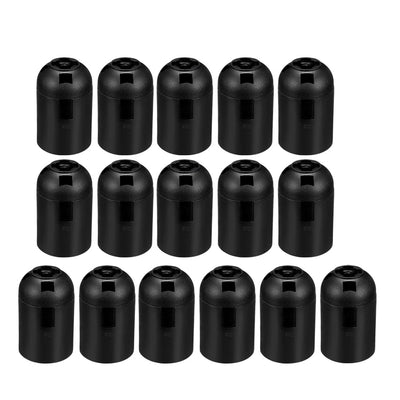 Harfington 16Pcs 4A E27 Light Socket Screw Bulb Retro Pendant LED Lamp Holder Without Switch Plastic Black for DIY Projects
