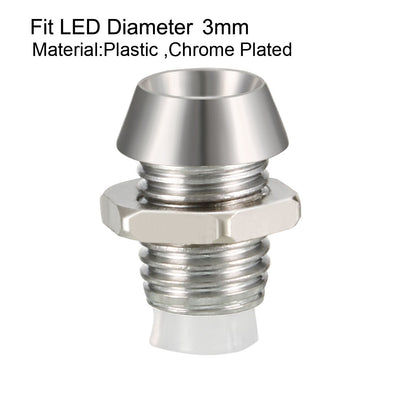 Harfington 150pcs 3mm Dia LED Lamp Holder Light Bulb Socket Plastic Chrome Plated for Light-emitting Diode Lighting