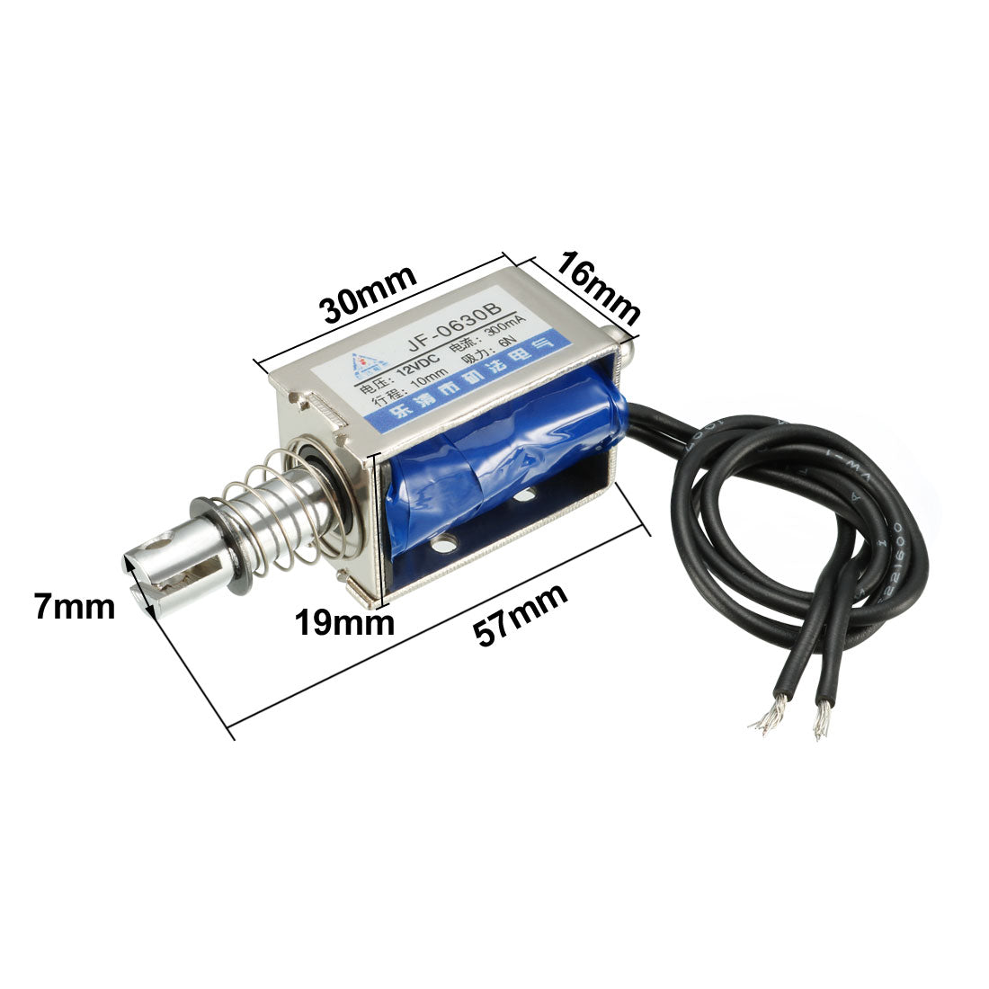 Harfington JF-0630B DC 12V 300mA 8.4W 6N 10mm Pull Push Type Linear Motion Solenoid Electromagnet