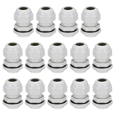 Harfington 14Pcs PG11 Cable Gland Waterproof Connector Plastic Wire Glands Joints White for 5-10mm Dia Wires