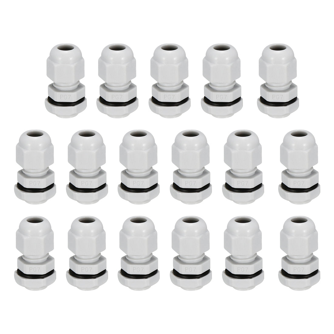Harfington 17Pcs PG7 Cable Gland Waterproof Plastic Joint Adjustable Locknut White for 3mm-6.5mm Dia Cable Wire