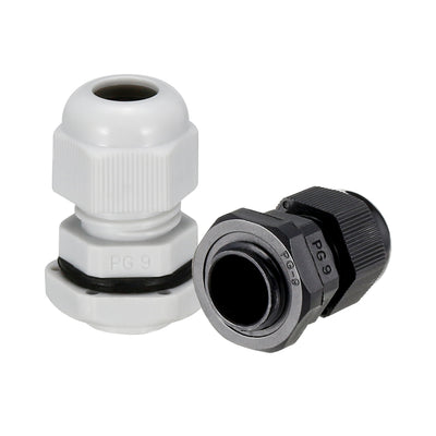 Harfington 16Pcs PG9 Cable Gland Waterproof Connector Plastic Wire Glands Joints White Black for 4-8mm Dia Wires