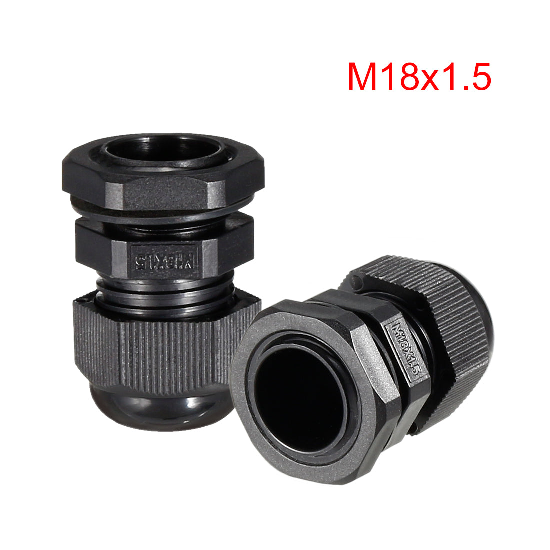 Harfington 17Pcs M18 Cable Gland Waterproof Connector Plastic Wire Glands Joints Black for 5-10mm Dia Wires