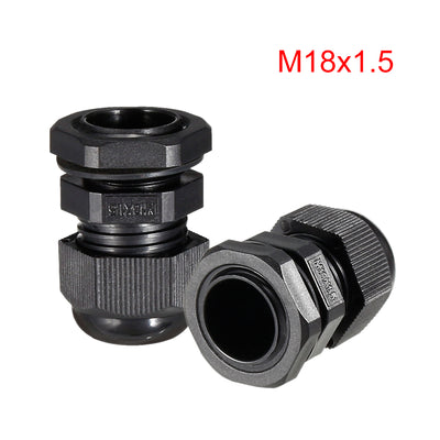 Harfington 17Pcs M18 Cable Gland Waterproof Connector Plastic Wire Glands Joints Black for 5-10mm Dia Wires