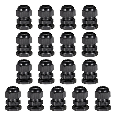 Harfington 17Pcs M18 Cable Gland Waterproof Connector Plastic Wire Glands Joints Black for 5-10mm Dia Wires