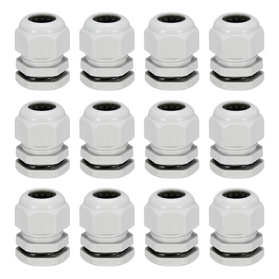 Harfington 12Pcs M25 Cable Gland Waterproof Connector Plastic Wire Glands Joints White for 8mm-16mm Dia Wires