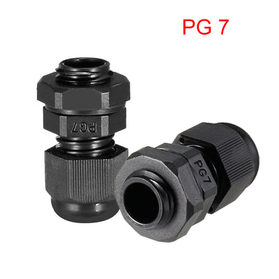 Harfington 13Pcs PG7 Cable Gland Waterproof Connector Plastic Wire Glands Joints Black for 3-6.5mm Dia Wires