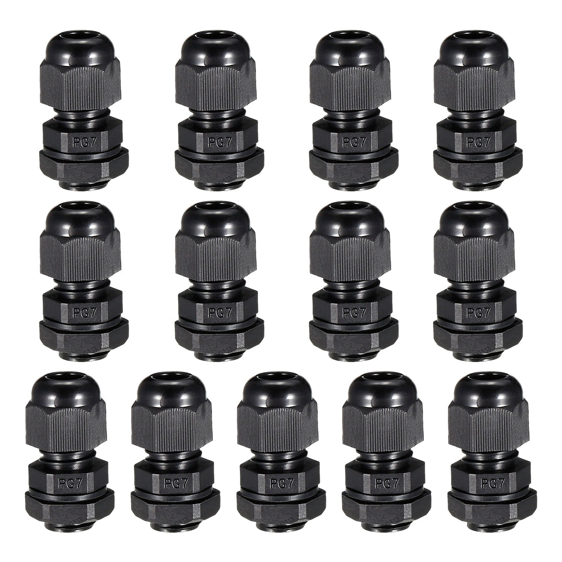 Harfington 13Pcs PG7 Cable Gland Waterproof Connector Plastic Wire Glands Joints Black for 3-6.5mm Dia Wires