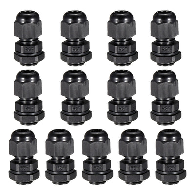 Harfington 13Pcs PG7 Cable Gland Waterproof Connector Plastic Wire Glands Joints Black for 3-6.5mm Dia Wires