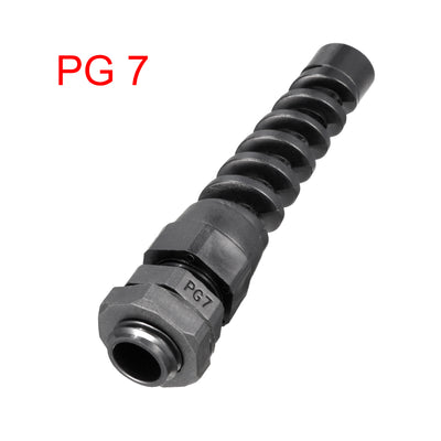Harfington 12Pcs PG7 Cable Gland Black Waterproof Plastic Joint with Strain Relief for 3mm-6.5mm Dia Wire