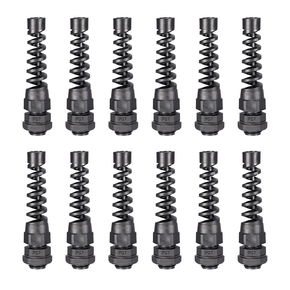 Harfington 12Pcs PG7 Cable Gland Black Waterproof Plastic Joint with Strain Relief for 3mm-6.5mm Dia Wire