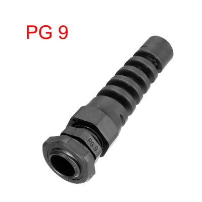 Harfington 12Pcs PG9 Cable Gland Black Waterproof Plastic Joint with Strain Relief for 4mm-8mm Dia Wire