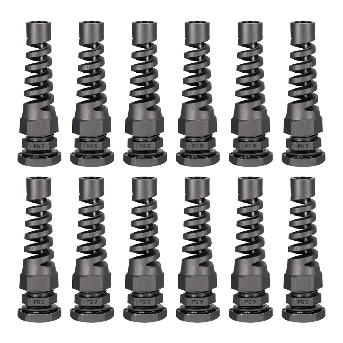 Harfington 12Pcs PG9 Cable Gland Black Waterproof Plastic Joint with Strain Relief for 4mm-8mm Dia Wire