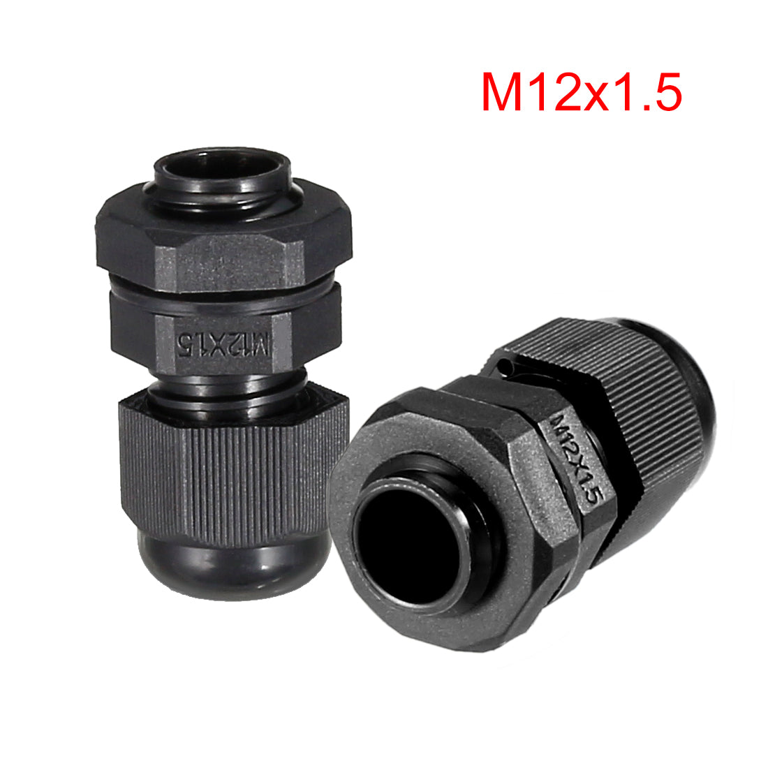 Harfington 12Pcs M12 Cable Gland Waterproof Plastic Joint Adjustable Locknut Black for 3mm-6.5mm Dia Cable Wire