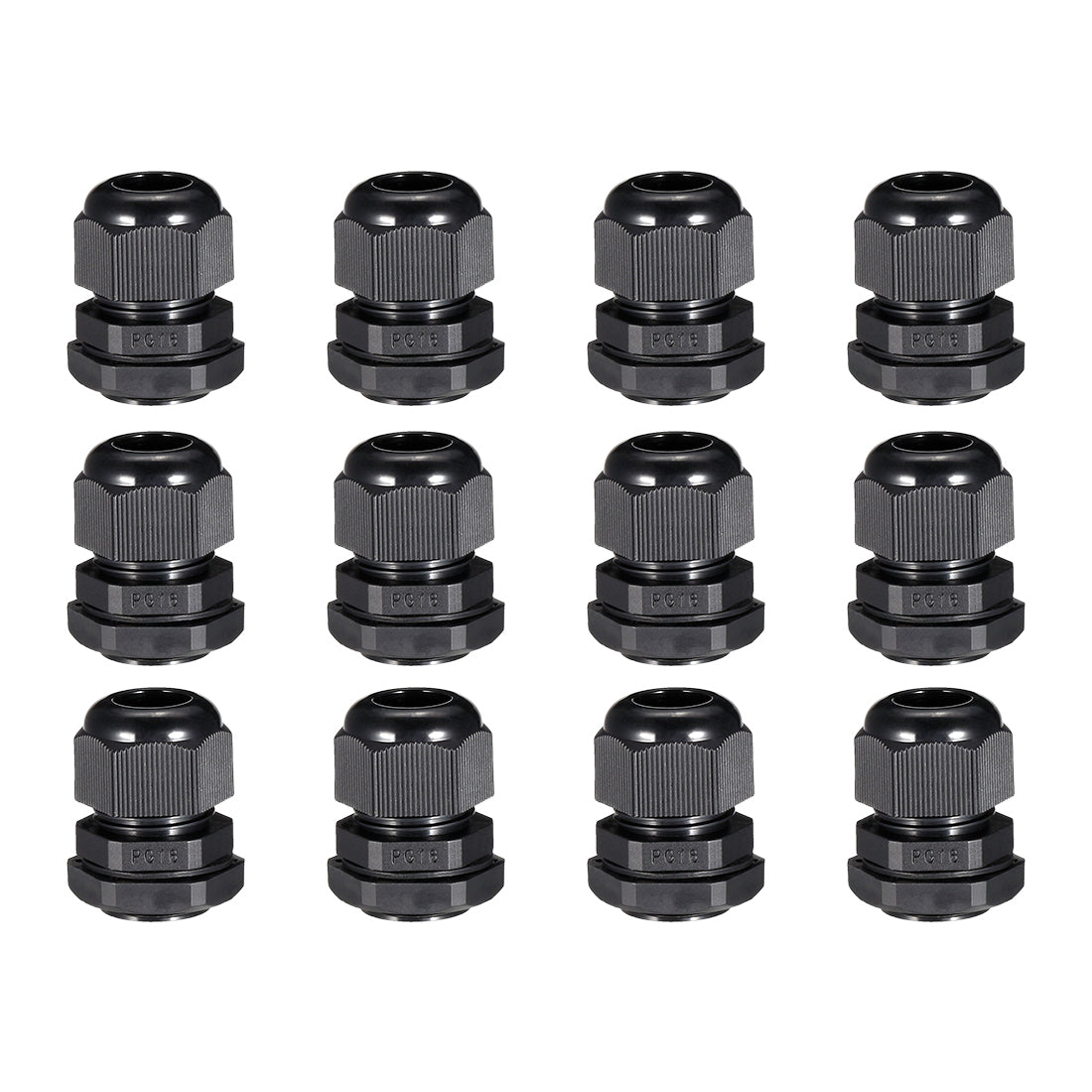 Harfington 12Pcs PG16 Cable Gland Waterproof Plastic Joint Adjustable Locknut Black for 7mm-12mm Dia Cable Wire