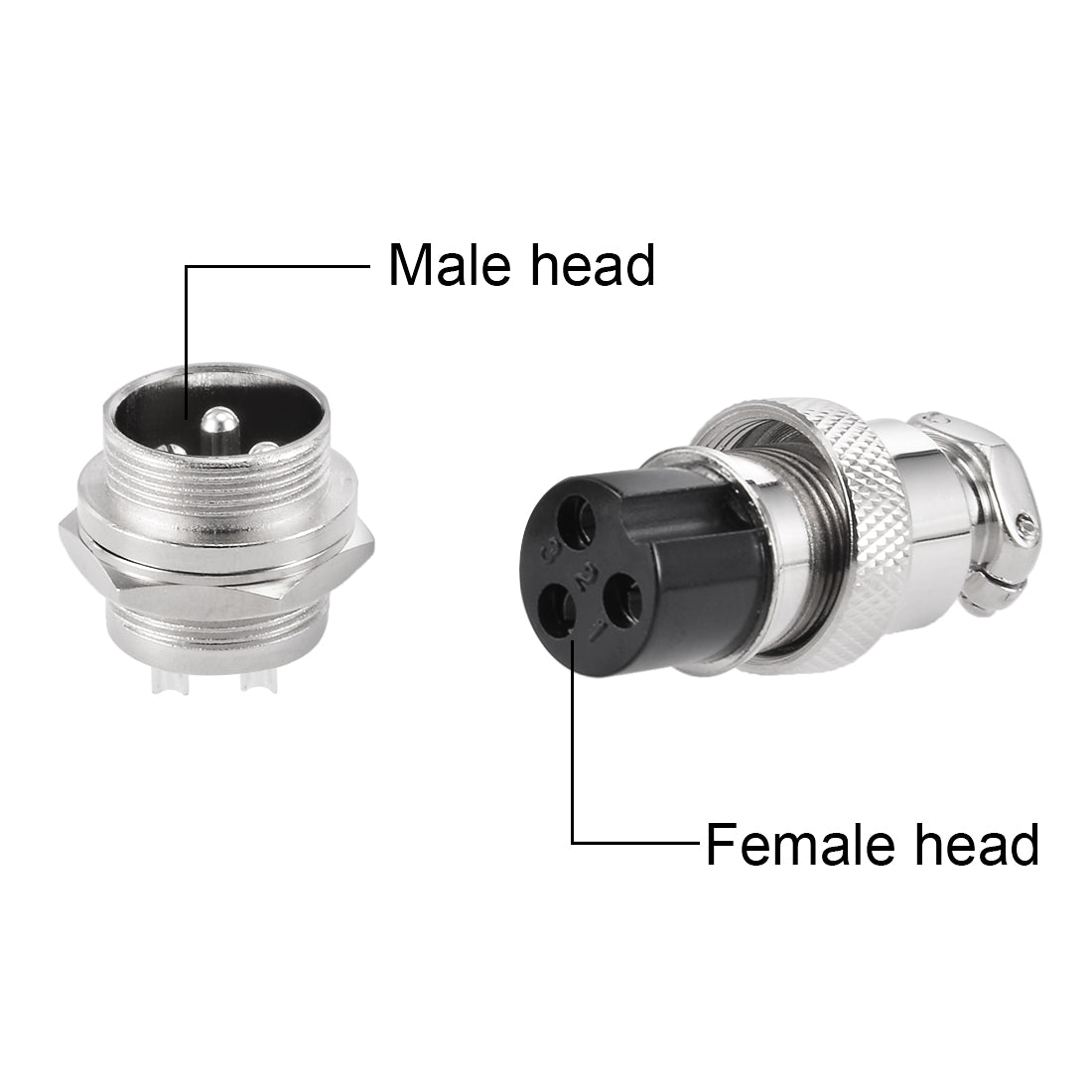 Harfington 16mm 3P 7A 125V GX16-3 Waterproof Male Wire Panel Power Chassis Metal Fittings Connector Aviation Silver Tone 5Pcs