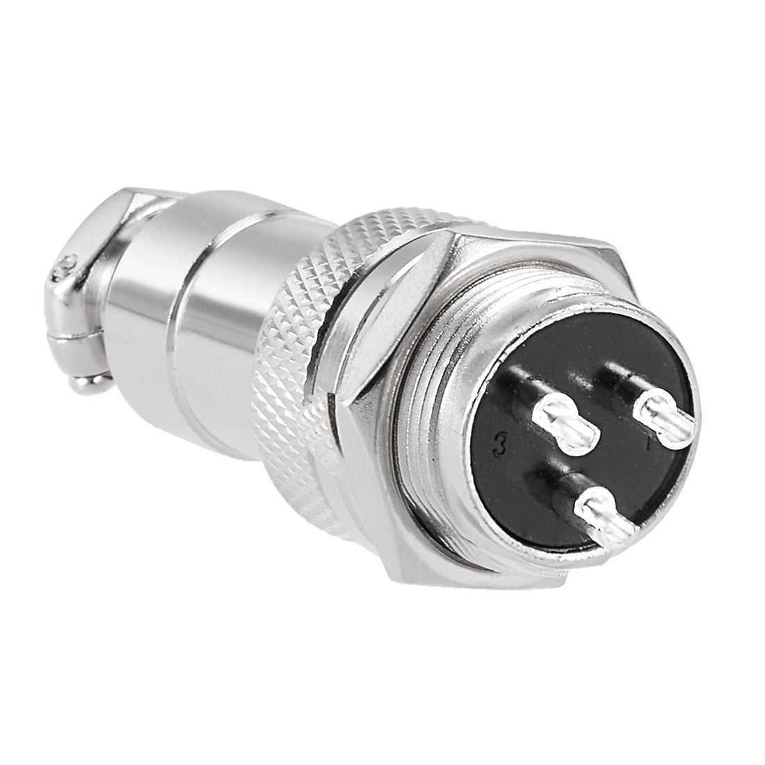 Harfington 16mm 3P 7A 125V GX16-3 Waterproof Male Wire Panel Power Chassis Metal Fittings Connector Aviation Silver Tone 5Pcs