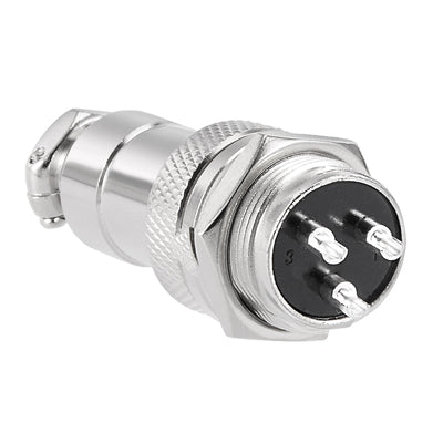 Harfington 16mm 3P 7A 125V GX16-3 Waterproof Male Wire Panel Power Chassis Metal Fittings Connector Aviation Silver Tone 5Pcs