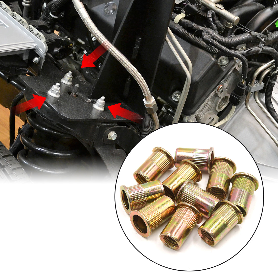 Harfington 10Pcs 1/2-13 UNC Car Flat Head Rivet Nut Insert  Bronze Tone