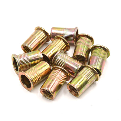 Harfington 10Pcs 1/2-13 UNC Car Flat Head Rivet Nut Insert  Bronze Tone