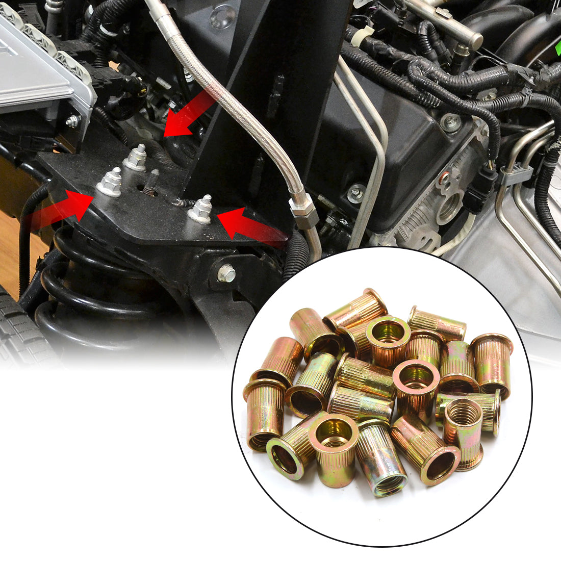 Harfington 20Pcs 1/2-13 UNC Car Flat Head Rivet Nut Insert  Bronze Tone