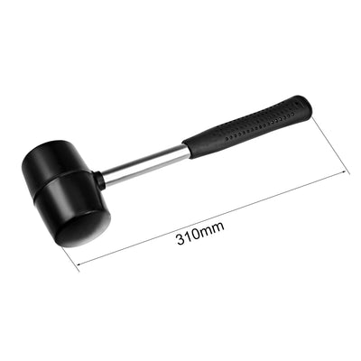 Harfington 18 Ounce Black Rubber Hammer Mallet w Stainless Steel Tube Handle