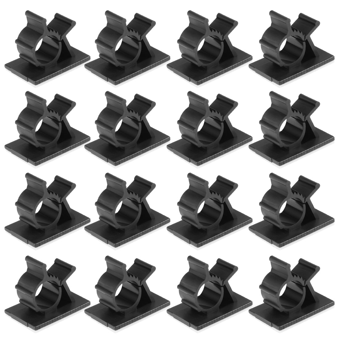 Harfington 16Pcs Self Adhesive Adjustable Wire Cable Tie Sticker Clip Black