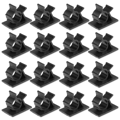 Harfington 16Pcs Self Adhesive Adjustable Wire Cable Tie Sticker Clip Black