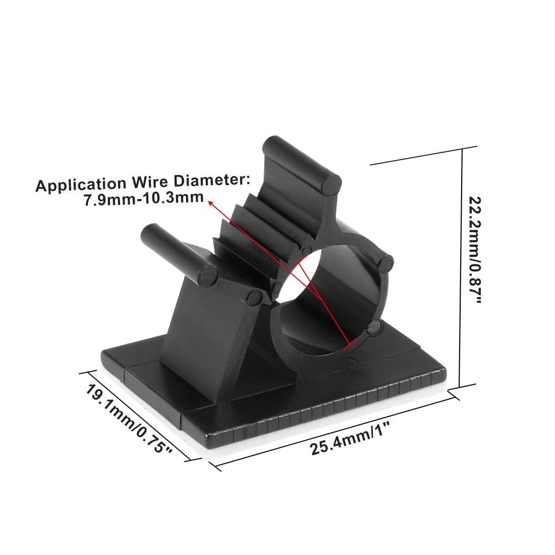 Harfington 12Pcs Self Adhesive Adjustable Wire Cable Tie Sticker Clip Black