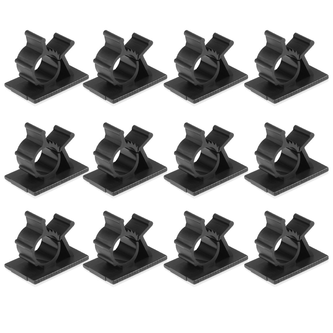 Harfington 12Pcs Self Adhesive Adjustable Wire Cable Tie Sticker Clip Black
