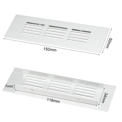 Harfington 150mmx50mm, Ventilation Grille, Aluminum Alloy Air Vent Louvered Grill Cover 4pcs