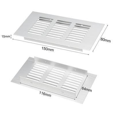 Harfington 150mmx80mm, Ventilation Grille, Aluminum Alloy Air Vent Louvered Grill Cover 2pcs