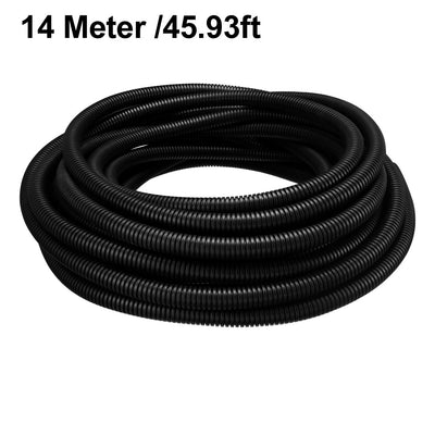 Harfington 14 M 12 x 15.8 mm PP Flexible Corrugated Conduit Tube for Garden,Office Black